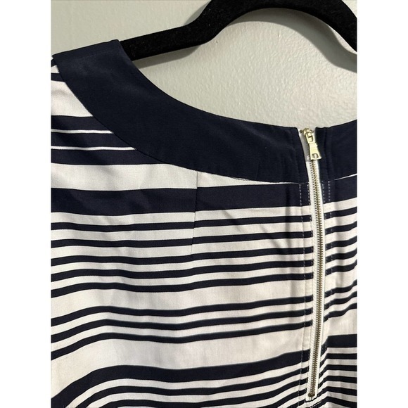 J.Crew Silk Twill Black Beige and Black Stripe Dress W/ Front Pockets, size 8 - Picture 12 of 15